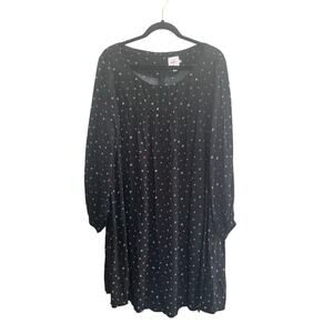 The Nines by HATCH Black Midi Dress with Pink and White Dot Print